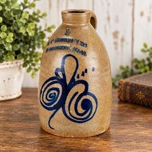 Vintage F.B. Norton & Co Worcester MA Salt Glazed Stoneware Jug Cobalt Blue